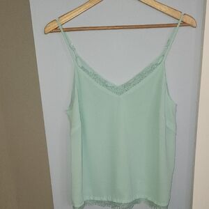Lightweight Mint And Lace Top